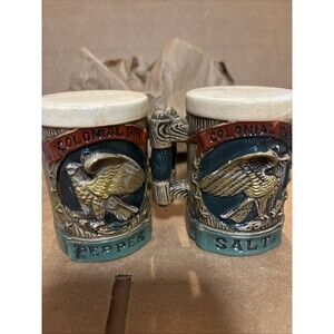 Napcoware Colonial Inn American Eagle Salt & Pepper Shakers Japan Vintage 3 1/4"